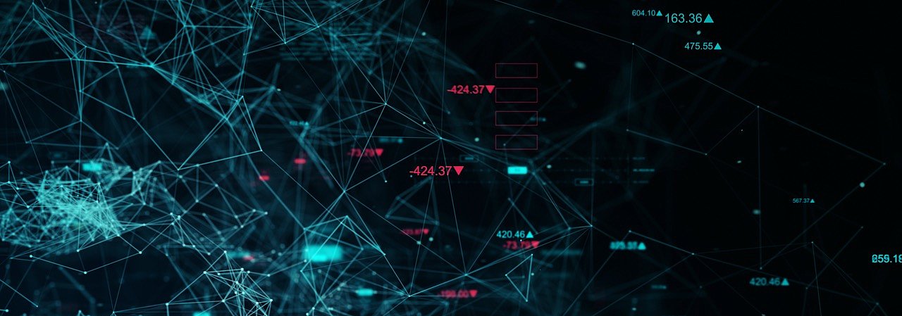Geschäftsdatennetzwerk mit Bestandszahlen und Grafiken