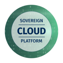 Round green badge with a binary pattern reading: Sovereign Cloud Platform